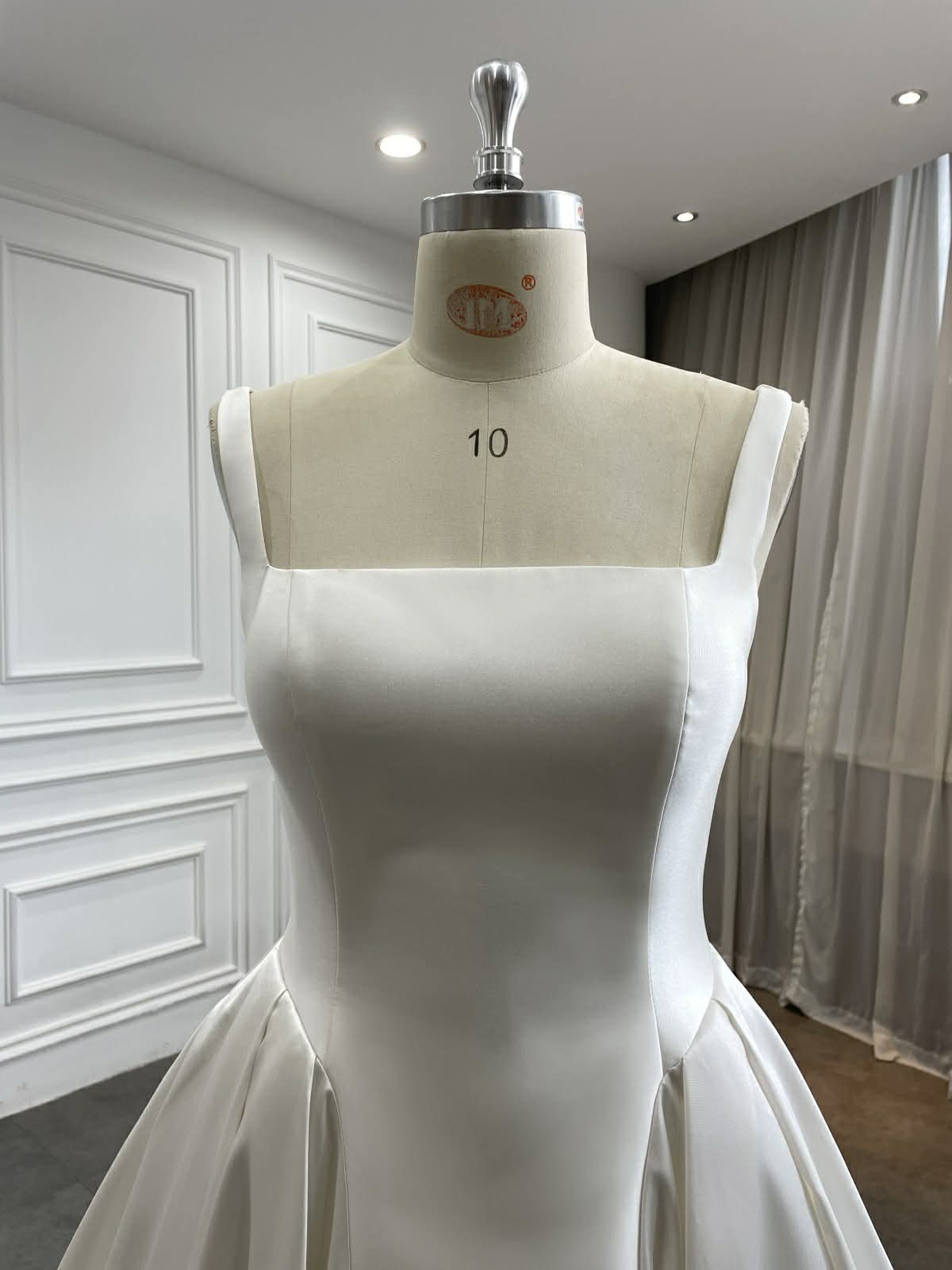 Satin A-Line Wedding Dress with Corset Bodice & Chapel Train | Classic Minimalist Bridal Gown (Copy)