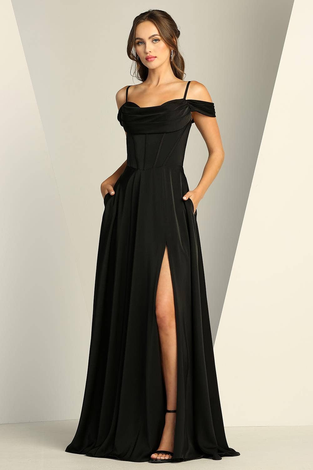 A line Satin Gown, Bridesmaid, Prom evening dress