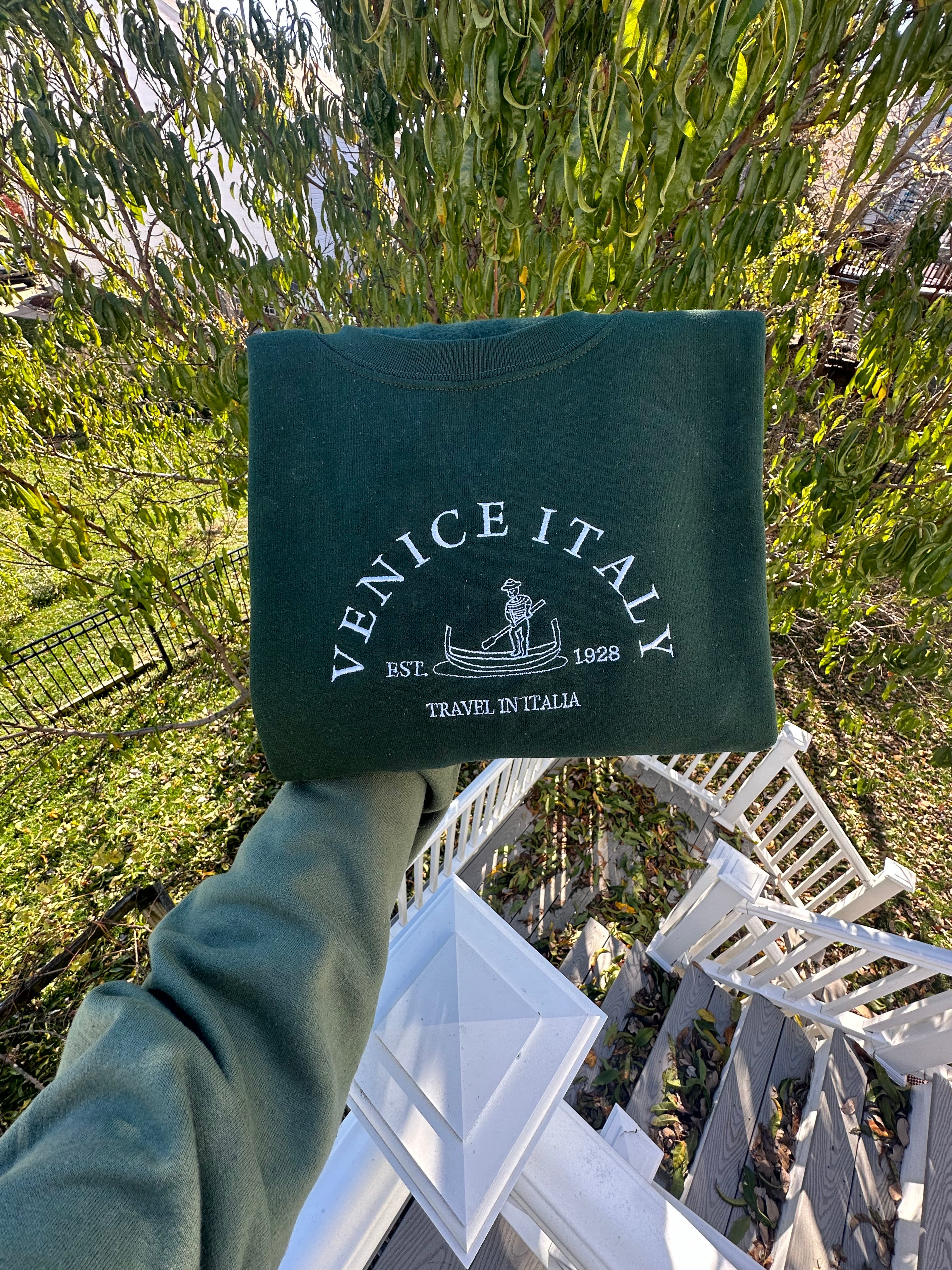 Venice Italy embroidered sweatshirt; Travel in Italia embroidered crewneck. Christmas gift for her/him