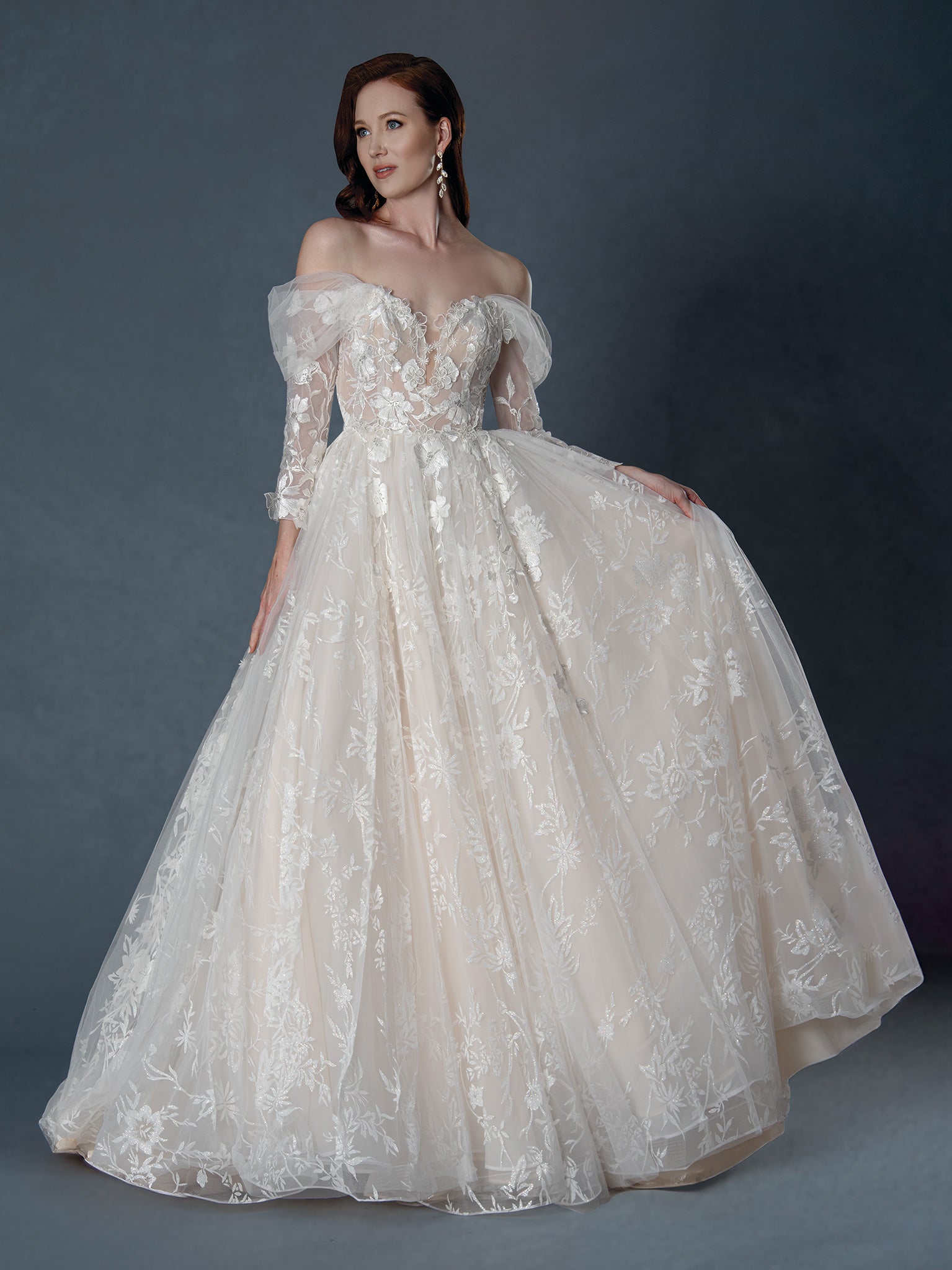 Off-White & Champagne A-Line Wedding Dress – Style 25531 | Sizes 0–28