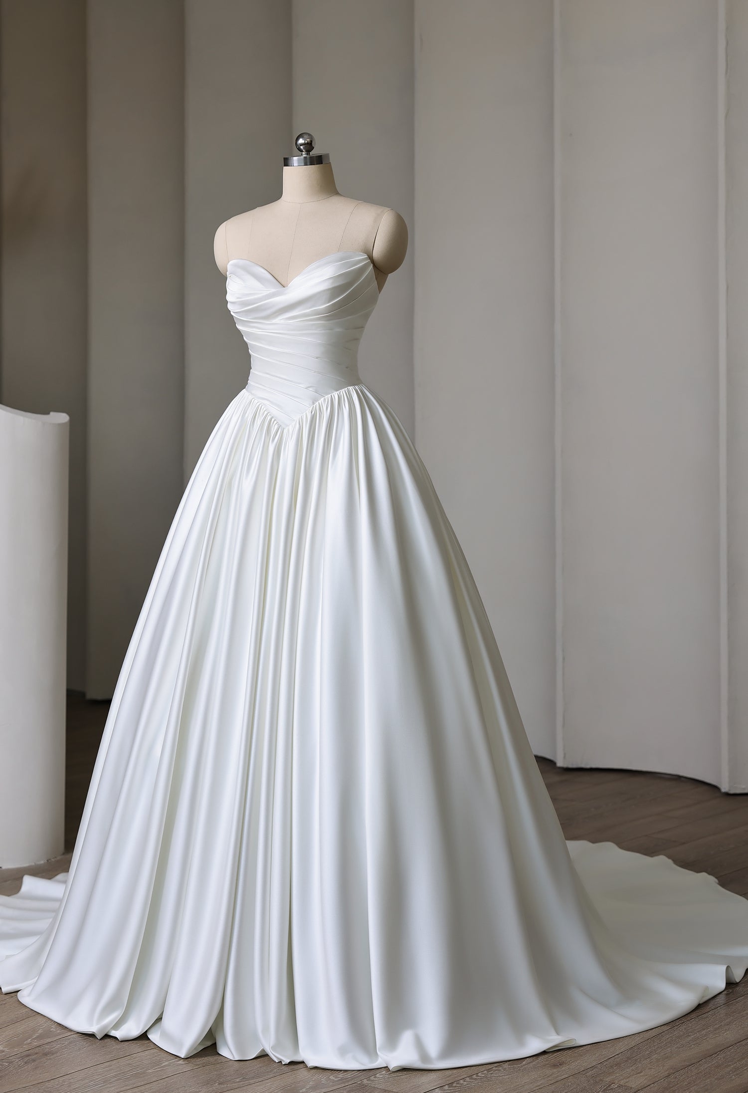 Satin Sweetheart Ballgown Bleated Bodice