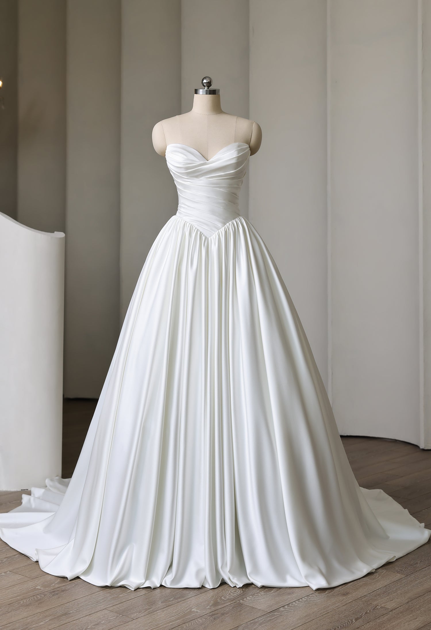 Satin Sweetheart Ballgown Bleated Bodice