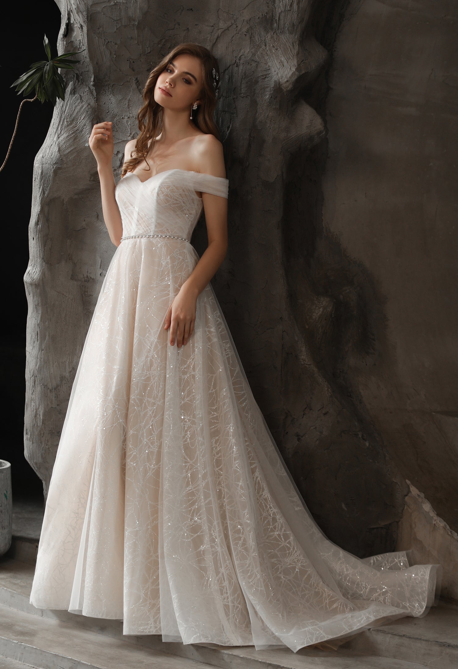 Off The Shoulder Sweetheart A-line Wedding Dress