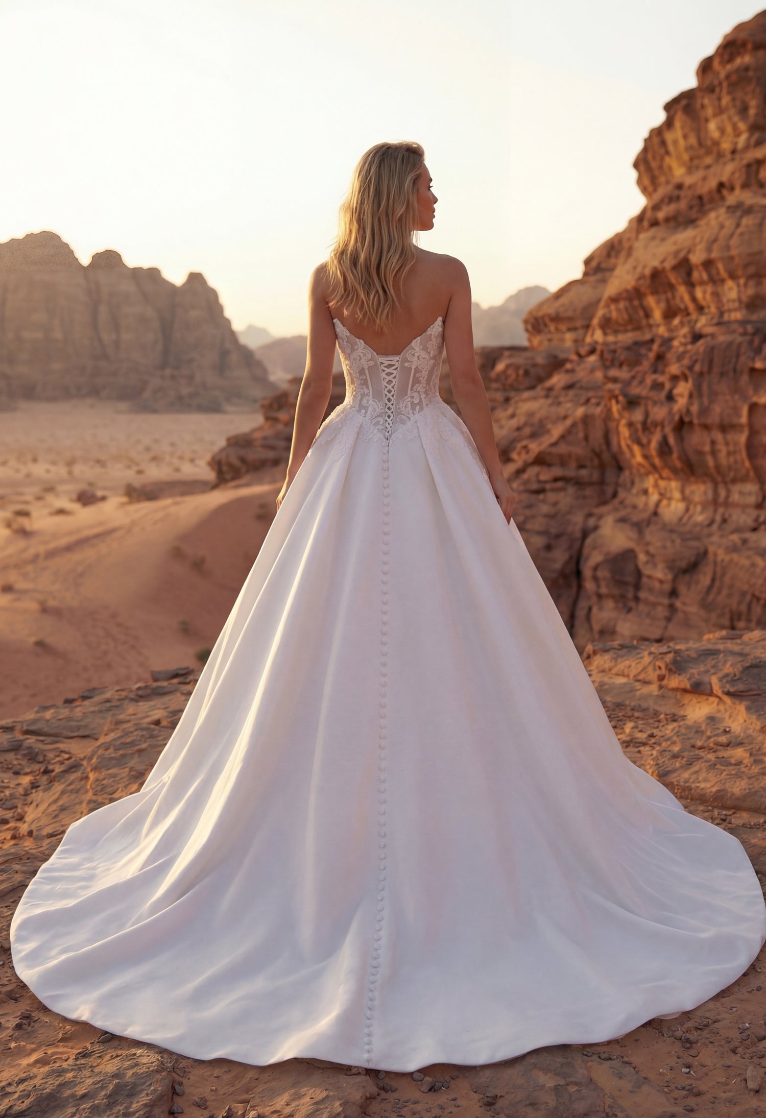 Strapless Sweetheart Lace and Satin Ballgown