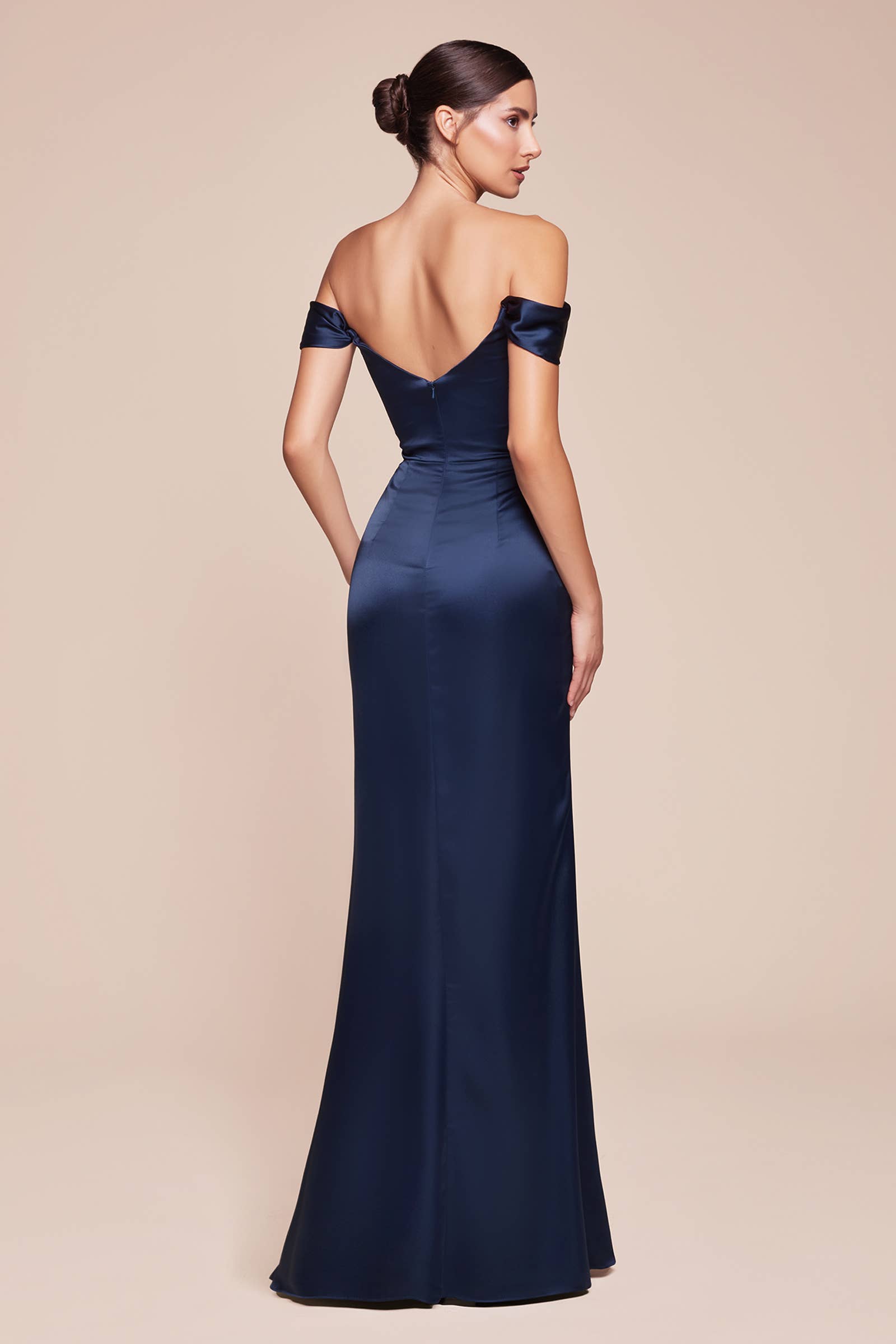 Satin off the shoulder corset evening dress
