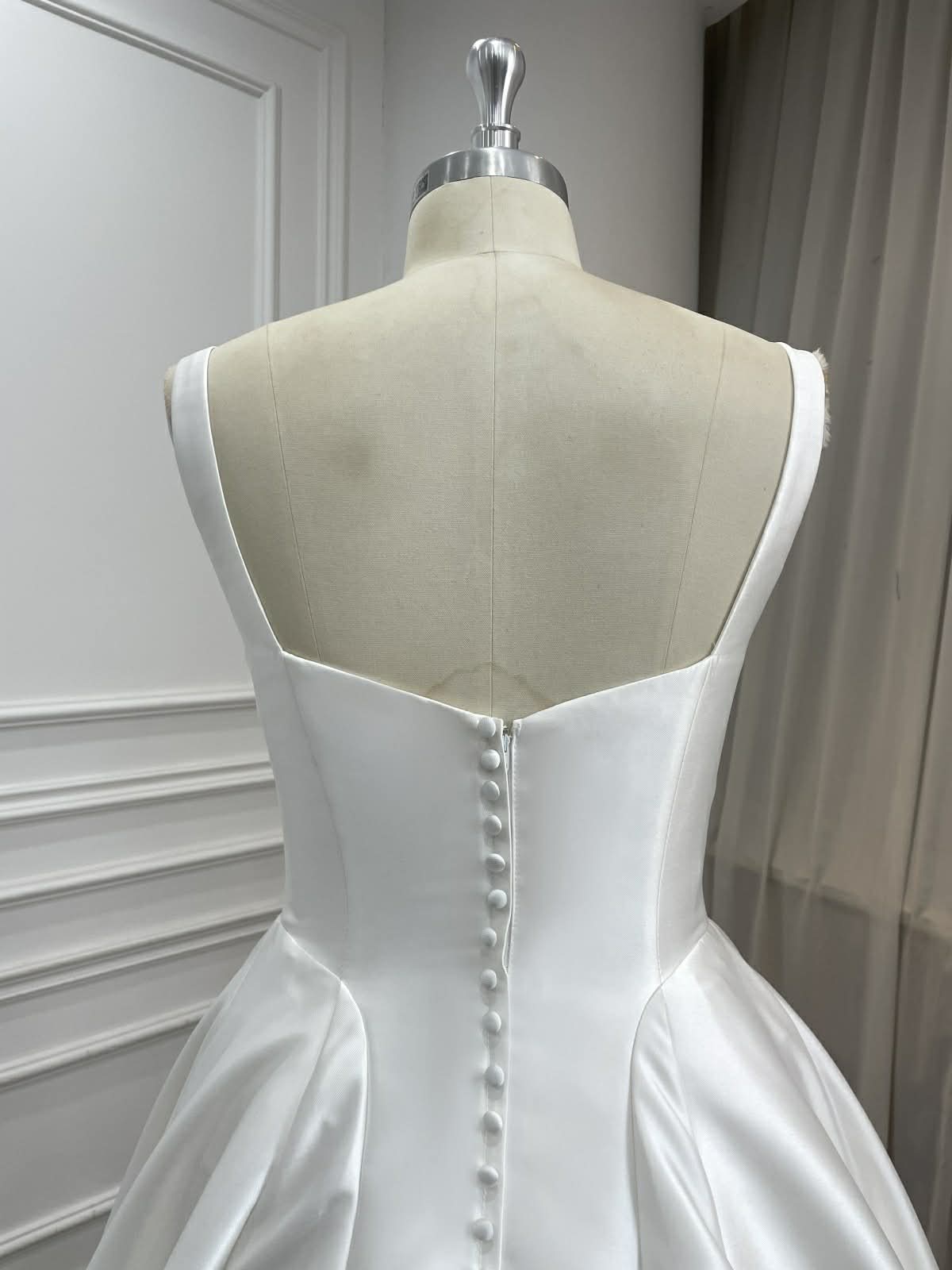Satin A-Line Wedding Dress with Corset Bodice & Chapel Train | Classic Minimalist Bridal Gown (Copy)