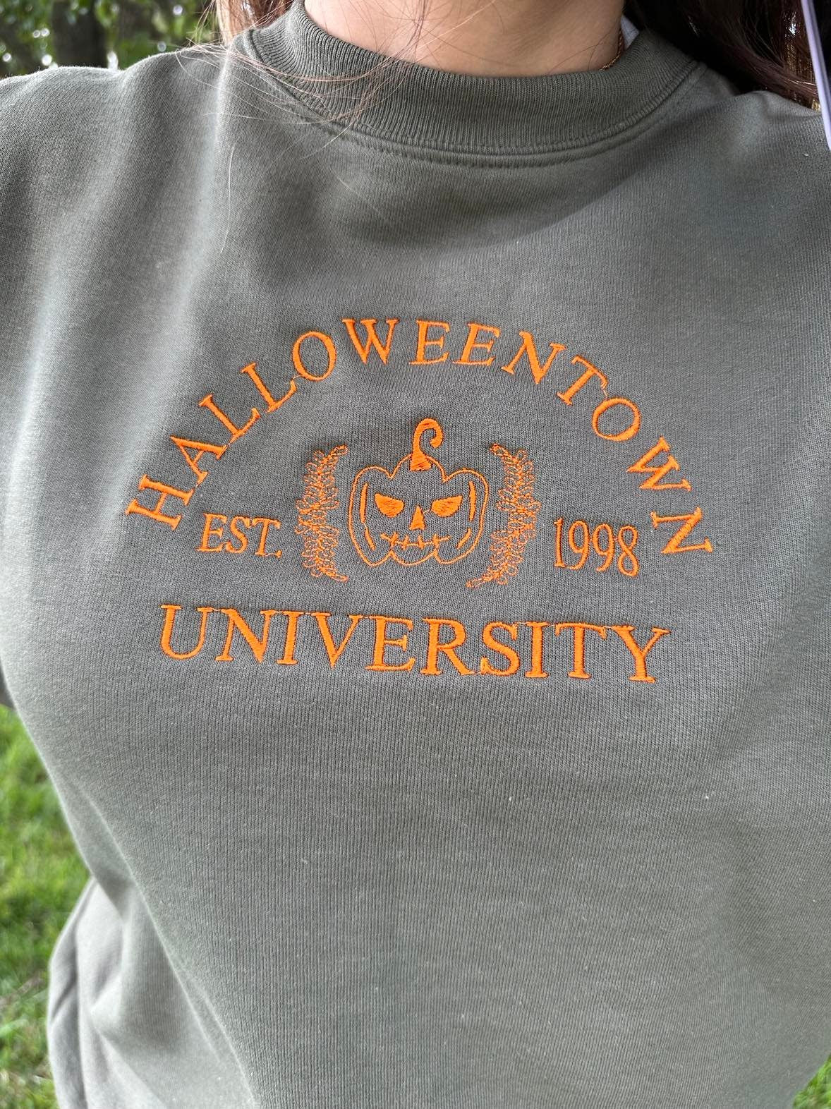 Embroidered Halloweentown University Sweatshirt: Spooky Season Comfort
