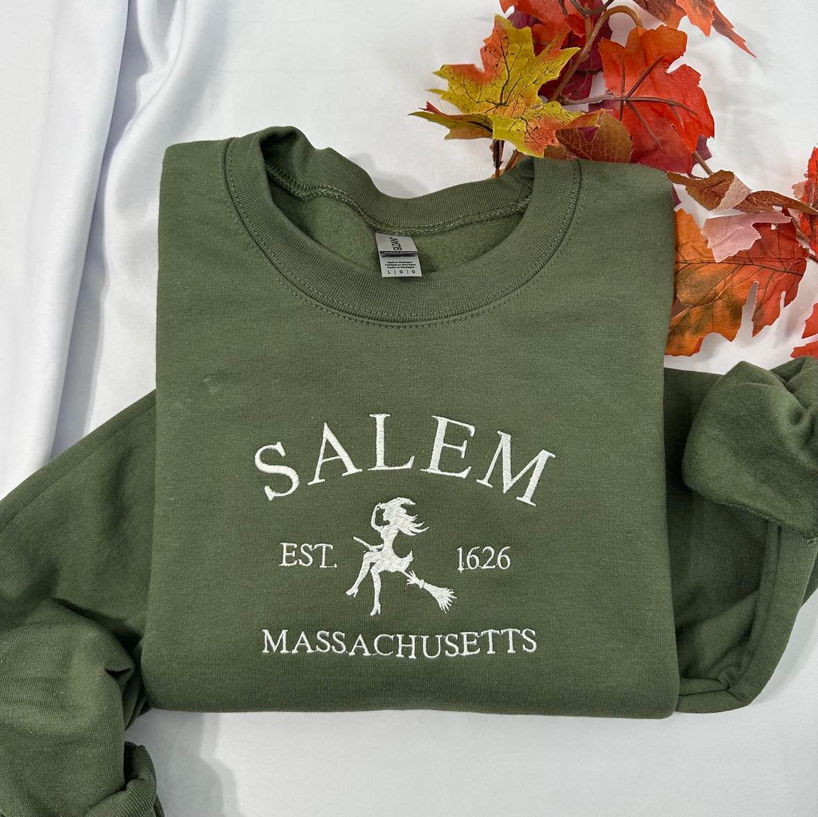 Salem Embroidered Sweatshirt: Halloween Crewneck - Massachusetts Witch Gift