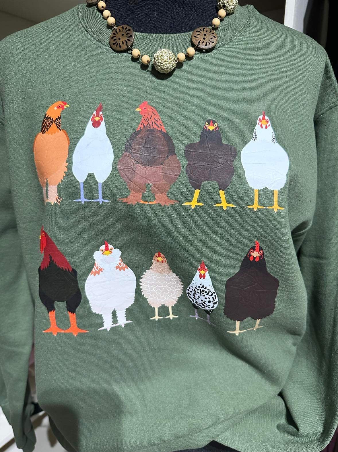 Funny Chicken Sweatshirt: Thanksgiving Graphic Print Crewneck