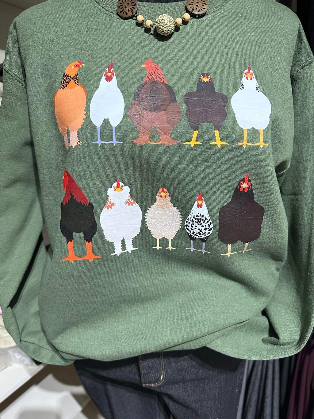 Funny Chicken Sweatshirt: Thanksgiving Graphic Print Crewneck
