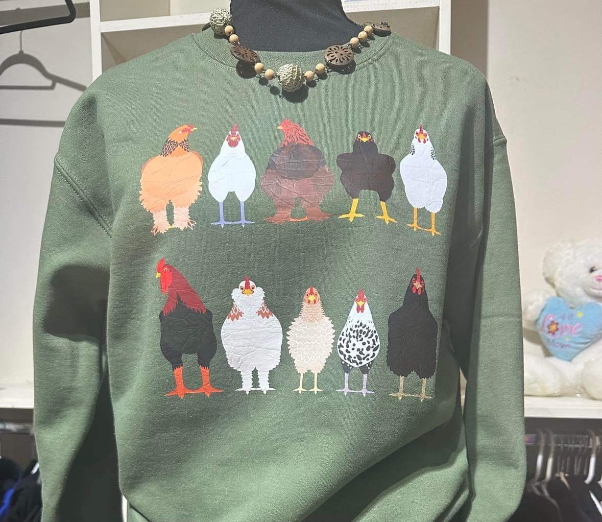 Funny Chicken Sweatshirt: Thanksgiving Graphic Print Crewneck