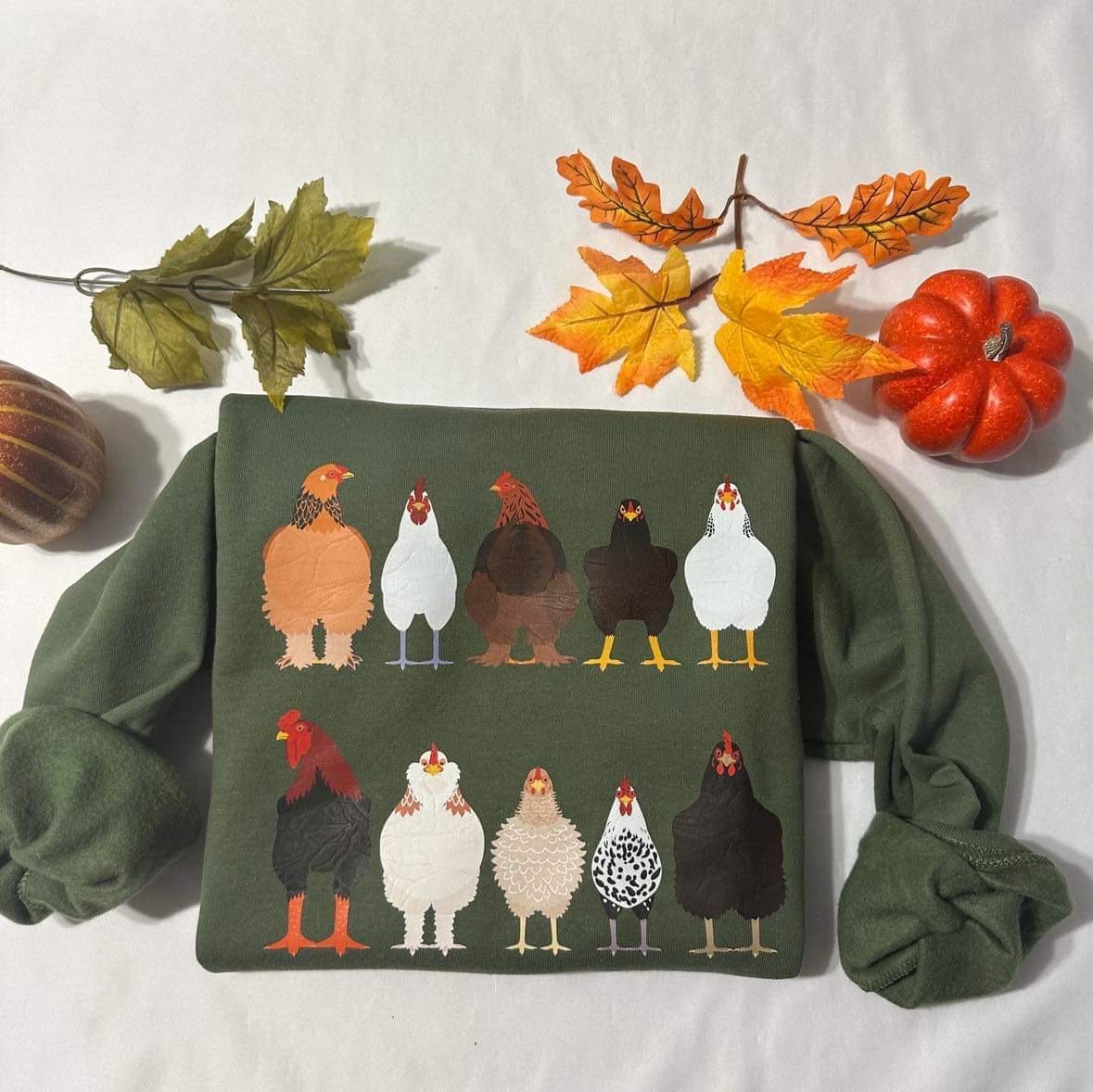 Funny Chicken Sweatshirt: Thanksgiving Graphic Print Crewneck