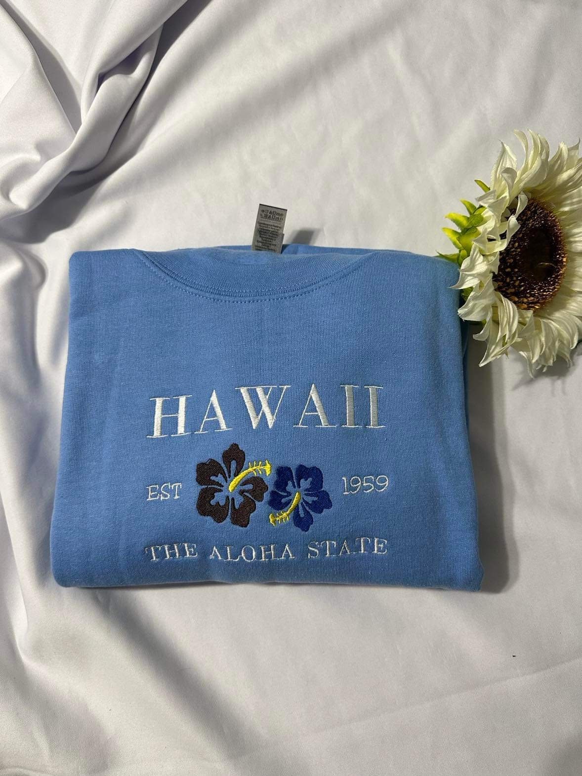 Hawaii embroidered sweatshirt; Aloha state embroidered crewneck, Christmas gift for her/him; custom gift for mom