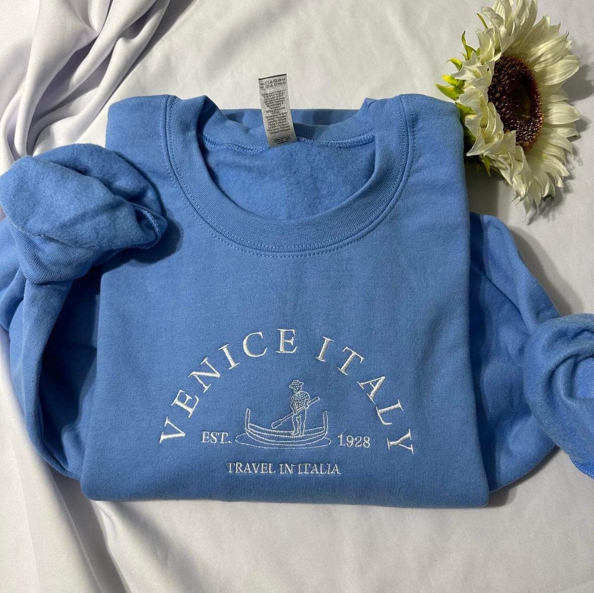 Venice Italy embroidered sweatshirt; Travel in Italia embroidered crewneck. Christmas gift for her/him