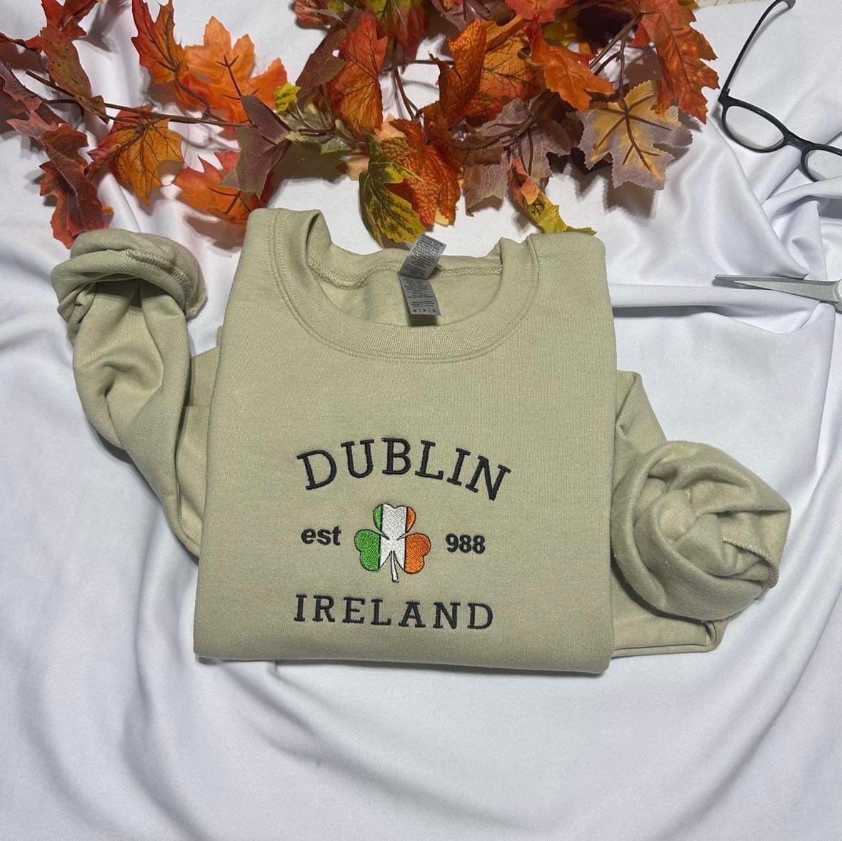 Dublin Ireland embroidered sweatshirt; Dublin embroidered crewneck gift for her/him; gift for mom