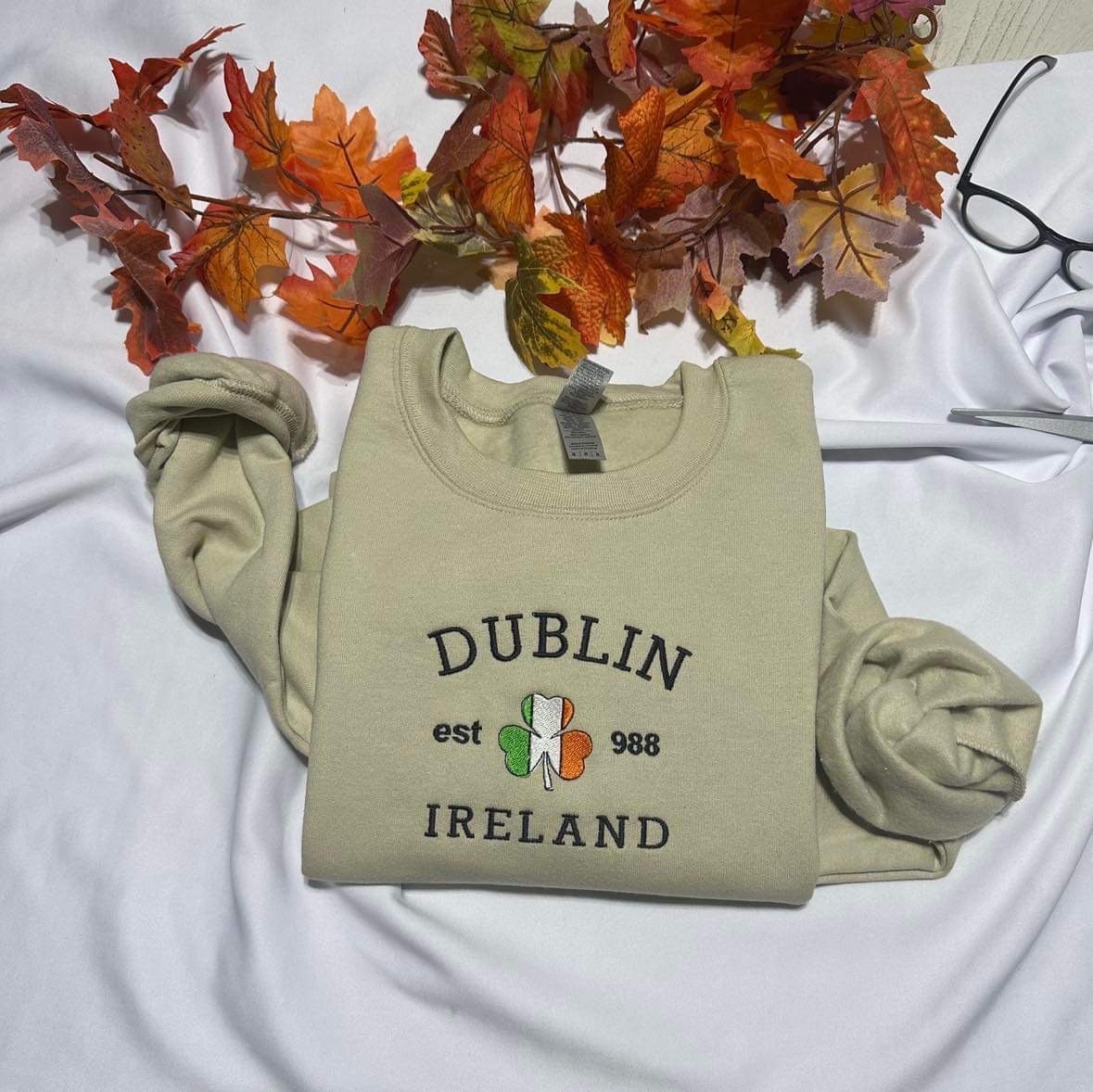 Dublin Ireland embroidered sweatshirt; Dublin embroidered crewneck gift for her/him; gift for mom