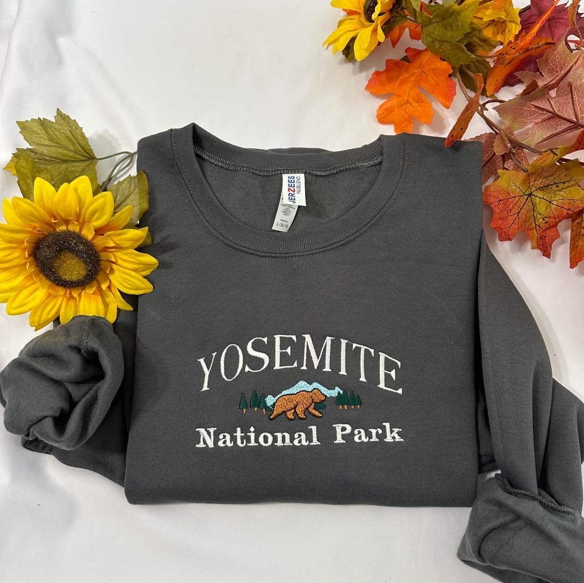 Yosemite National Park Embroidered Sweatshirt: Sierra Nevada Crewneck
