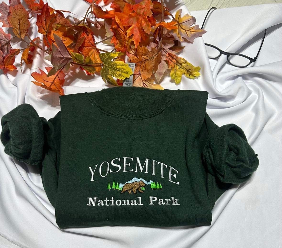 Embroidered Yosemite National Park Sweatshirt: Sierra Nevada Crewneck