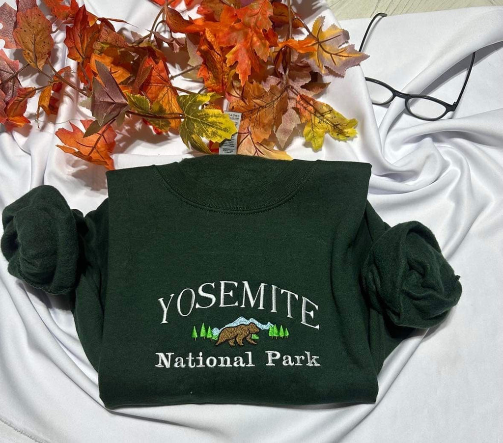 Yosemite National Park Embroidered Sweatshirt: Sierra Nevada Crewneck