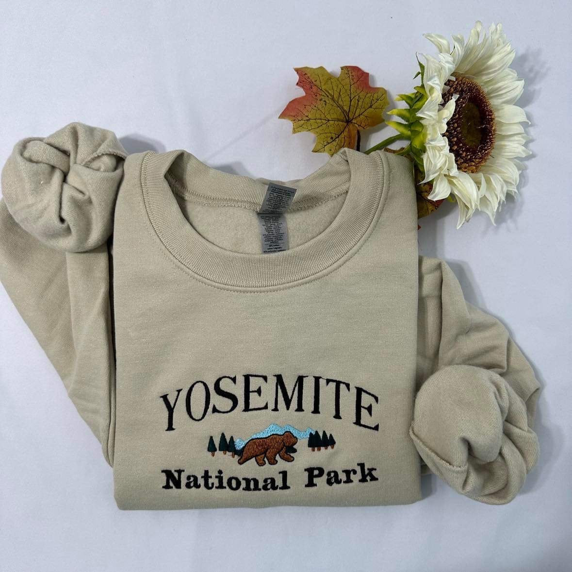 Yosemite National Park Embroidered Sweatshirt: Sierra Nevada Crewneck