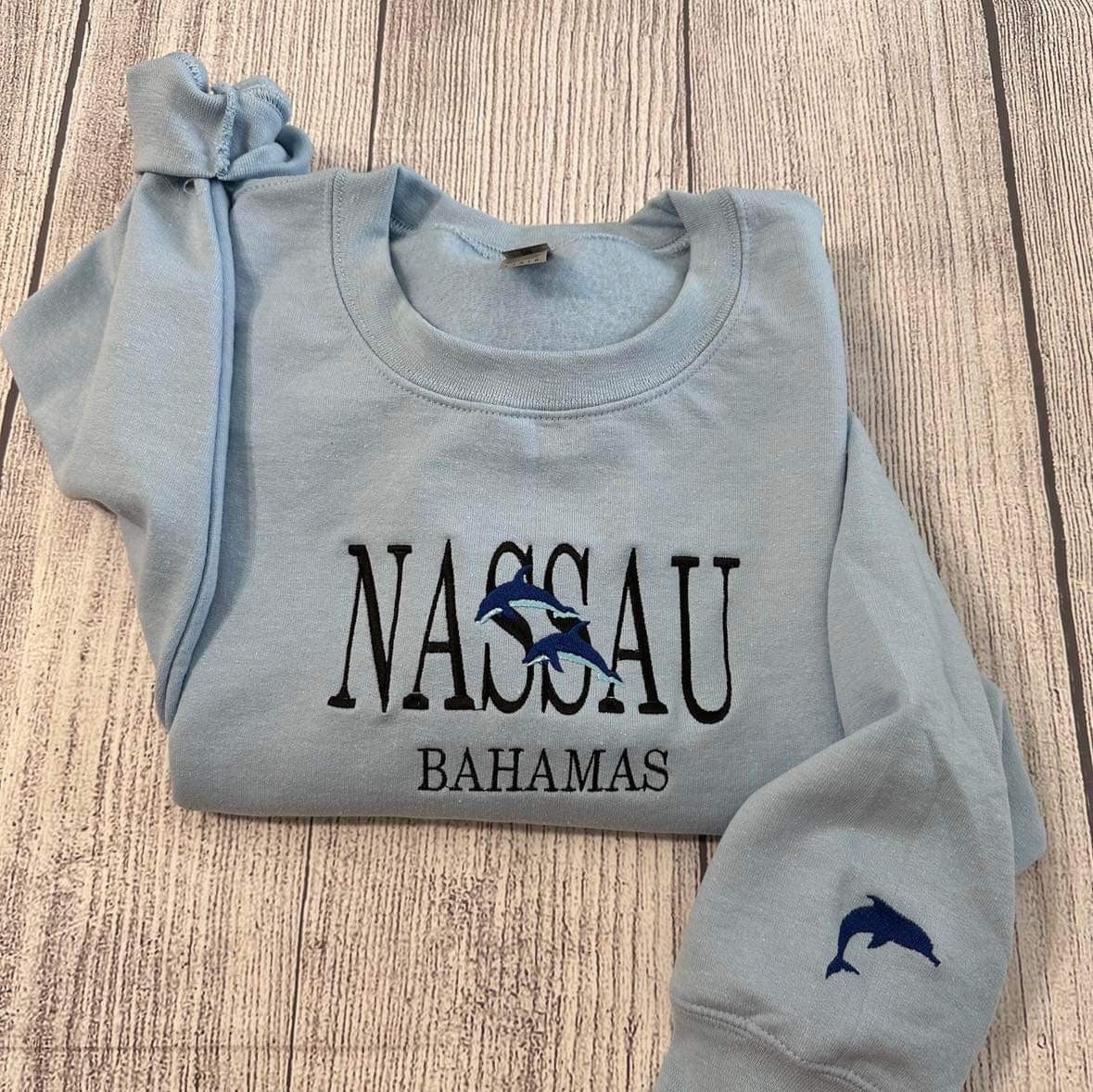 Nassau Bahamas embroidered sweatshirt; Bahamas embroidered crewneck gift for her/him; gift for mom