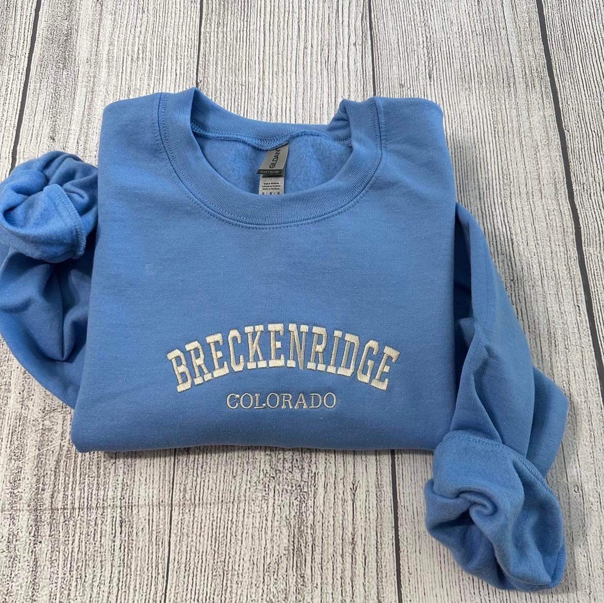 Embroidered Breckenridge Colorado Sweatshirt: Rockies Gift