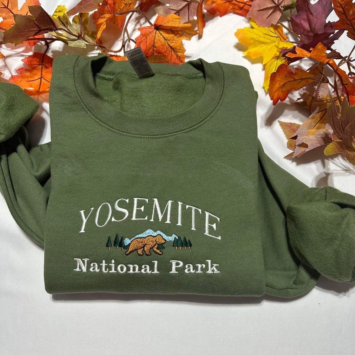 Embroidered Yosemite National Park Sweatshirt: Sierra Nevada Crewneck