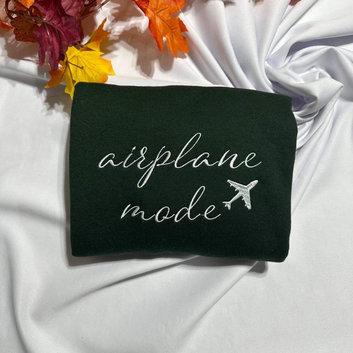 Airplane Mode Embroidered Sweatshirt: Travel Gift