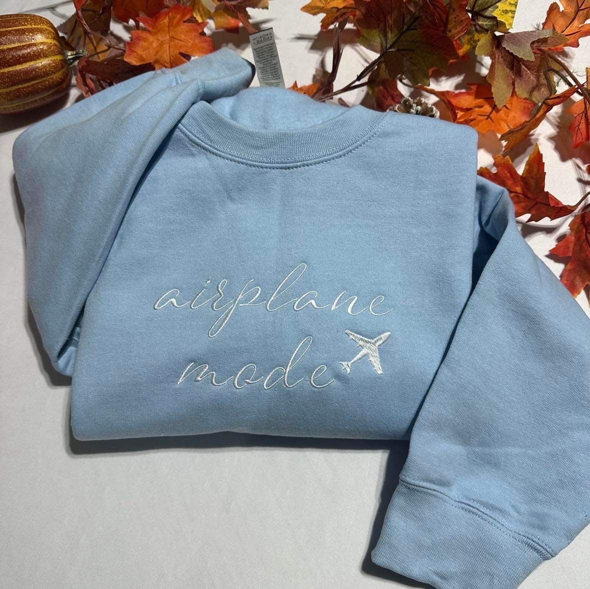 Airplane Mode Embroidered Sweatshirt: Travel Gift