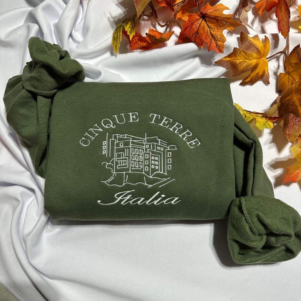 Cinque Terre Embroidered Sweatshirt: Italy Travel Gift