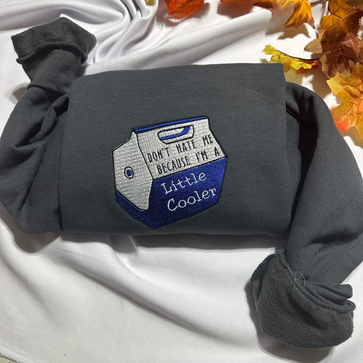 Little Cooler embroidered crewneck; Don’t hate me because I’m a little cooler sweatshirt, funny quote sweatshirt;  gift for her or him