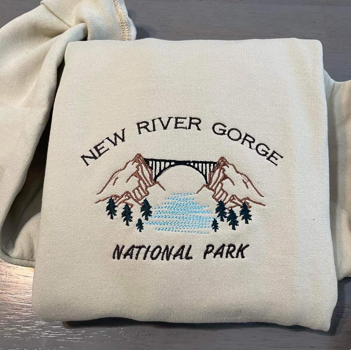 New River George embroidered sweatshirt; New River George National Park embroidered crewneck gift for her/him; gift for mom or dad