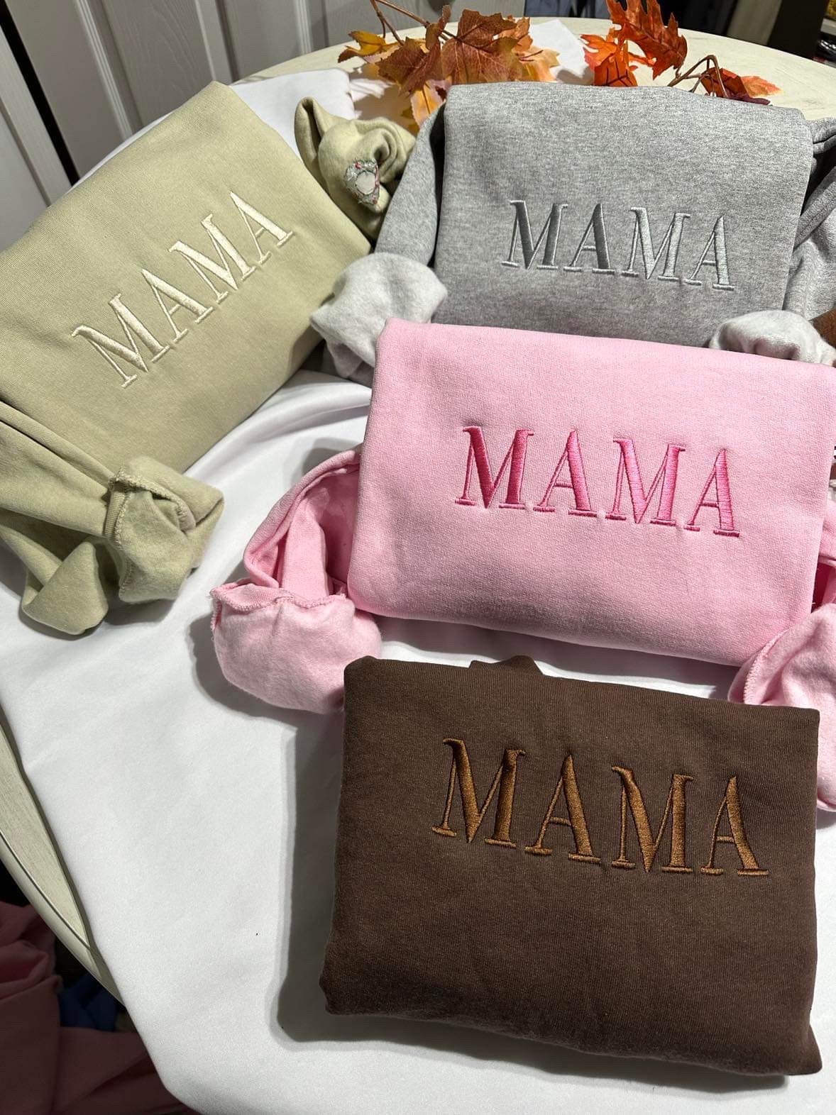 Embroidered MAMA Sweatshirt; Monochromatic Mothers day Gift. Customizable Mama crewneck; Mothers Day Gift for her