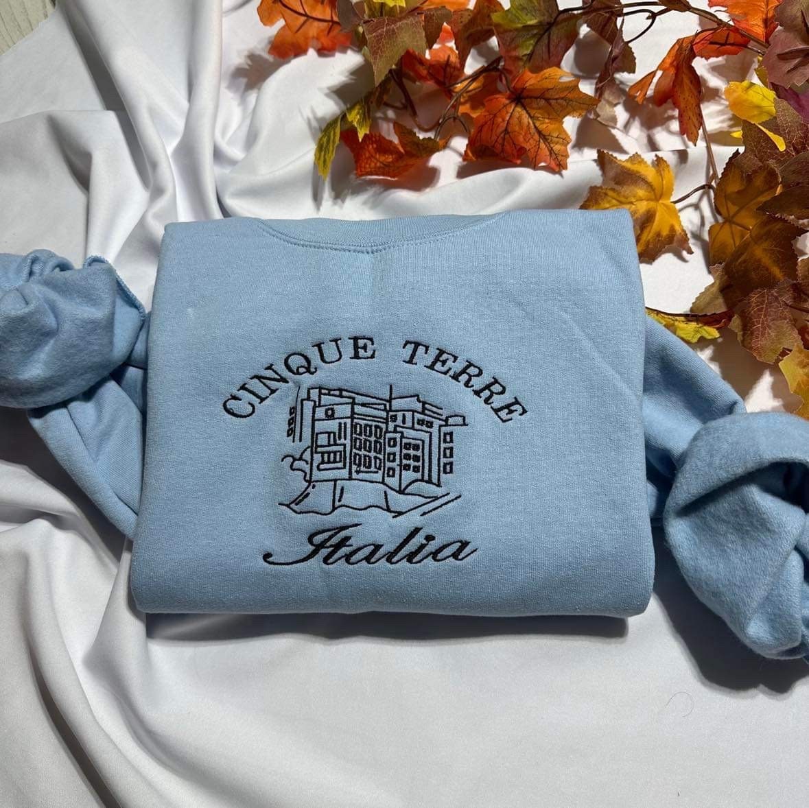 Cinque Terre Embroidered Sweatshirt: Italy Travel Gift