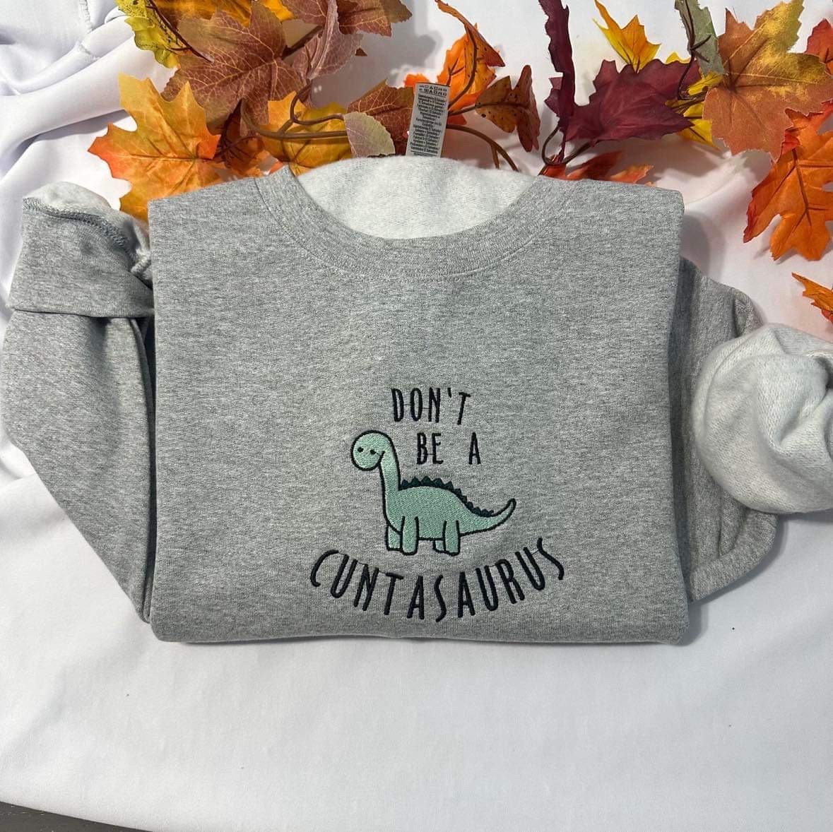 Funny Dinosaur embroidered Sweatshirt, Don't be a cuntasaurus embroidered Hoodies; . Funny Mother’s day gift for her