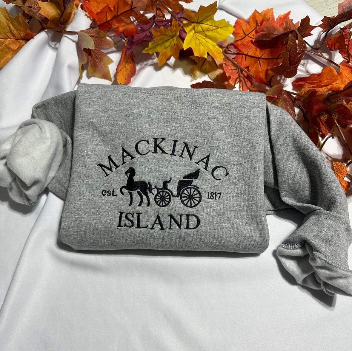 Mackinac Island embroidered Sweatshirt, pure Michigan Mackinac Island embroidered crewneck. Women clothing, fathers gifts