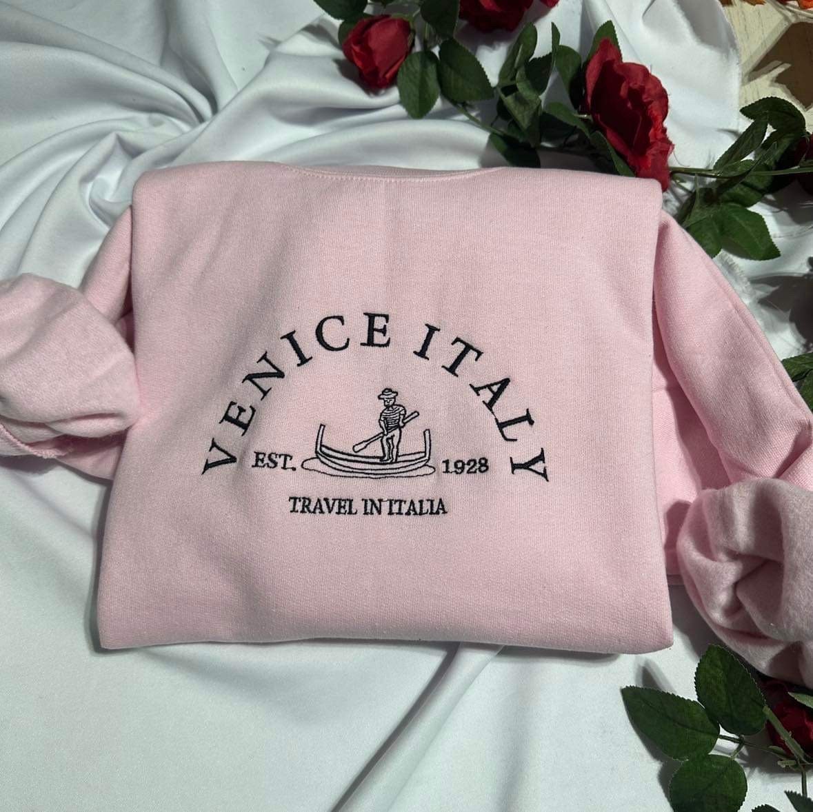 Venice Italy embroidered sweatshirt; Travel in Italia embroidered crewneck. Christmas gift for her/him