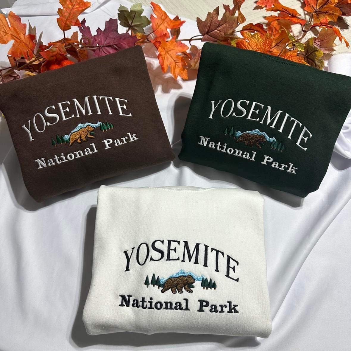 Embroidered Yosemite National Park Sweatshirt: Sierra Nevada Crewneck