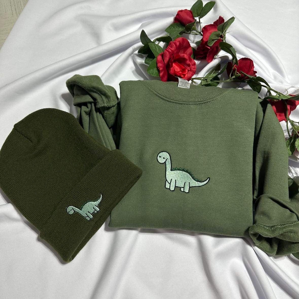 Dinasour embroidered beanie; beanie gift for her or him
