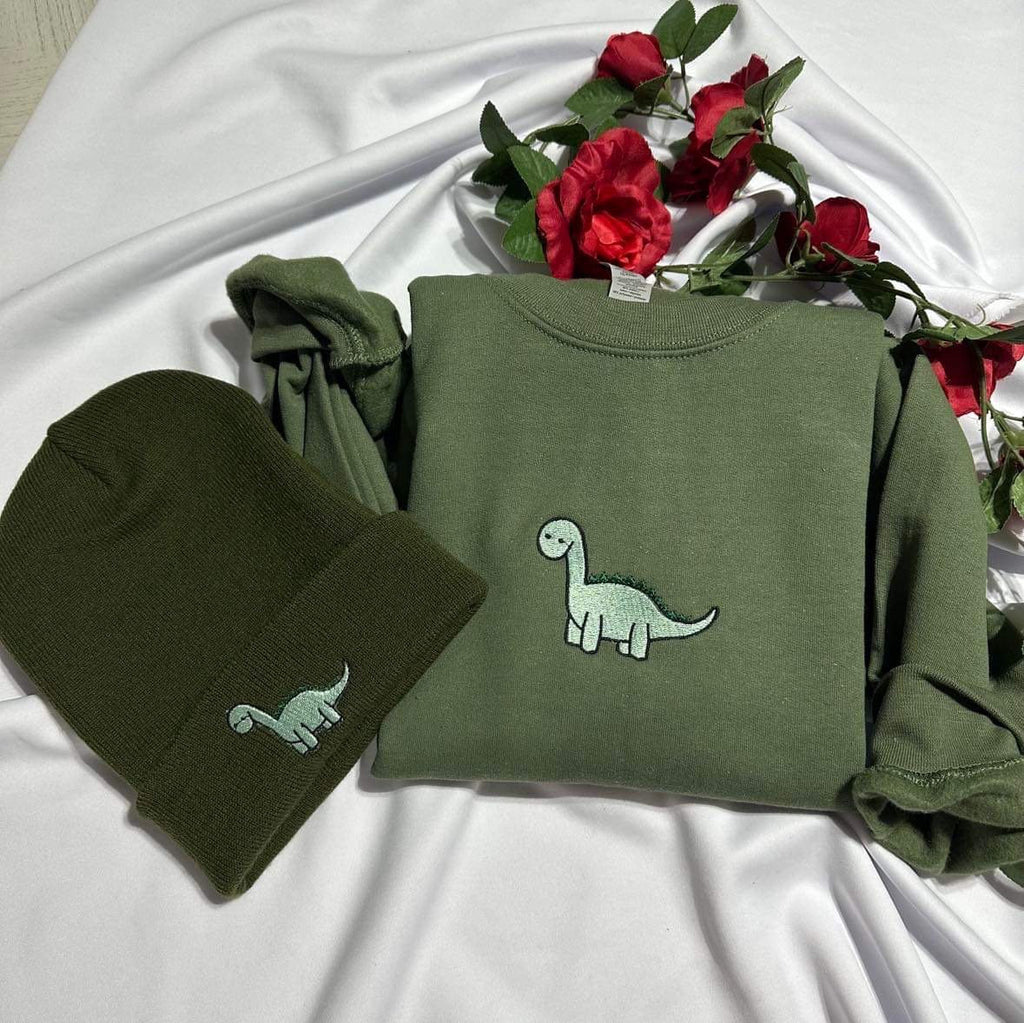 Dinasour Embroidered Beanie; Customizable Beanie for Her or Him