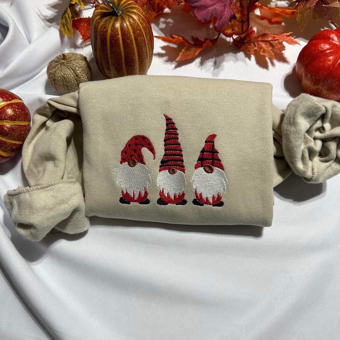 Christmas Gnomes embroidered crewneck; Gnomes embroidered sweatshirt;  Funny Christmas hoodie. Retro holiday gift for him/her