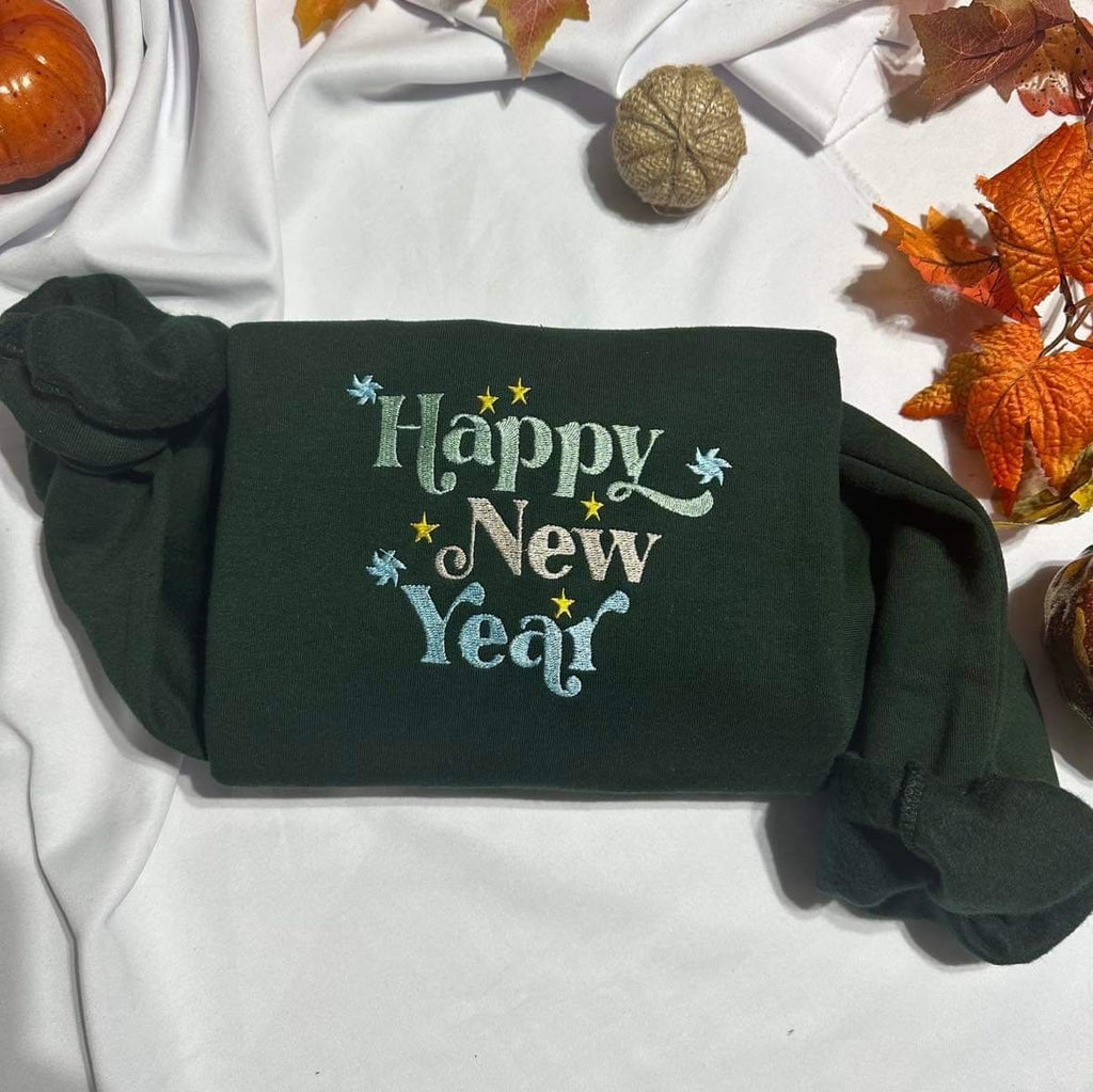 Embroidered New Year Sweatshirt: Holiday Crewneck