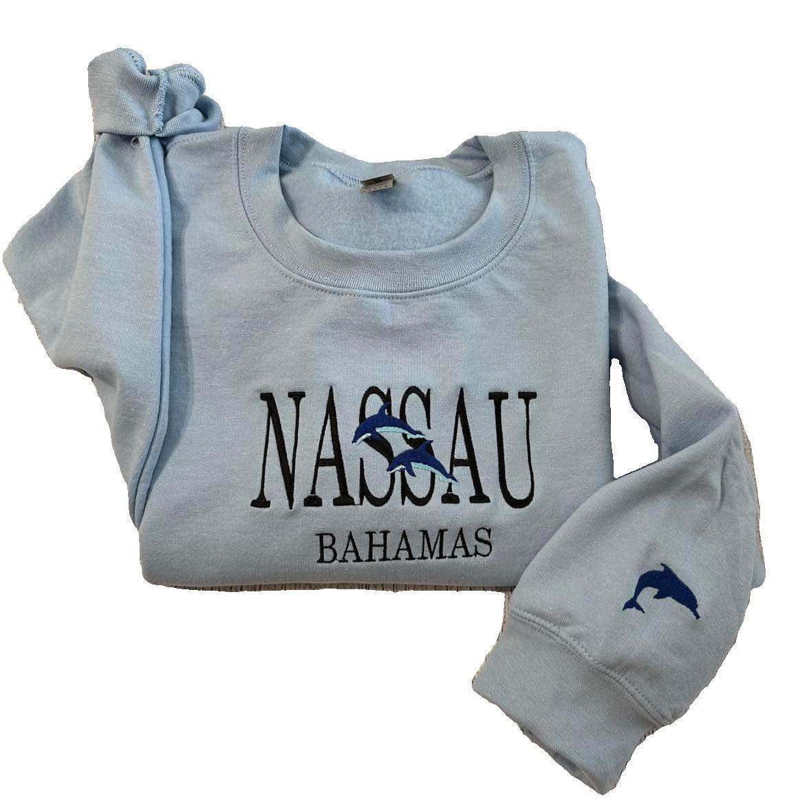 Nassau Bahamas embroidered sweatshirt; Bahamas embroidered crewneck gift for her/him; gift for mom