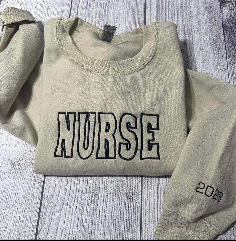Personalized Nurse embroidered sweatshirt; Healthcare appreciation gift for him/her embroidered crewneck, customizable gift
