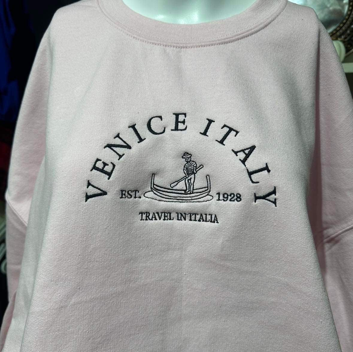 Venice Italy embroidered sweatshirt; Travel in Italia embroidered crewneck. Christmas gift for her/him