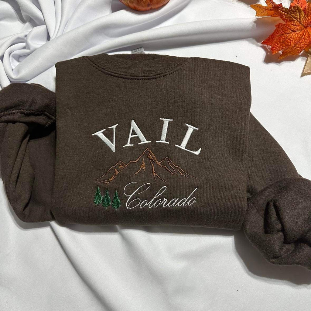Vail Colorado Embroidered Sweatshirt: Mountain Adventure Style