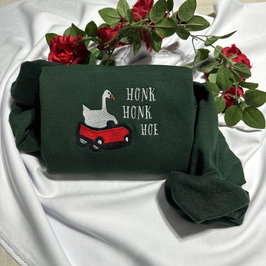 Funny Goose Embroidered Sweatshirt: Honk Honk Hoe Gift