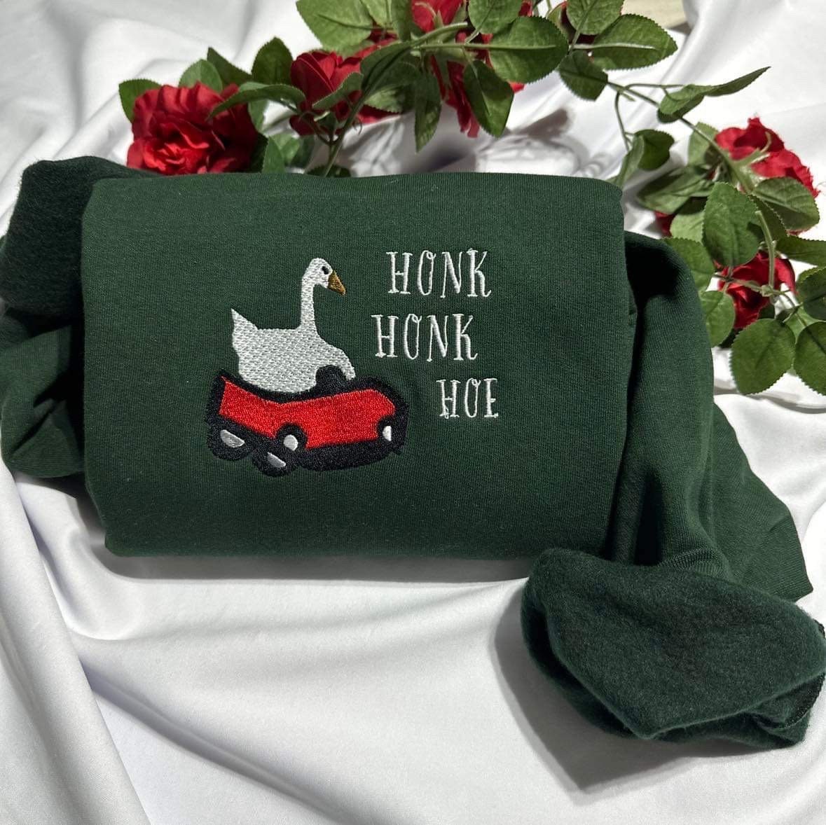 Funny Goose Embroidered Sweatshirt: Honk Honk Hoe Gift