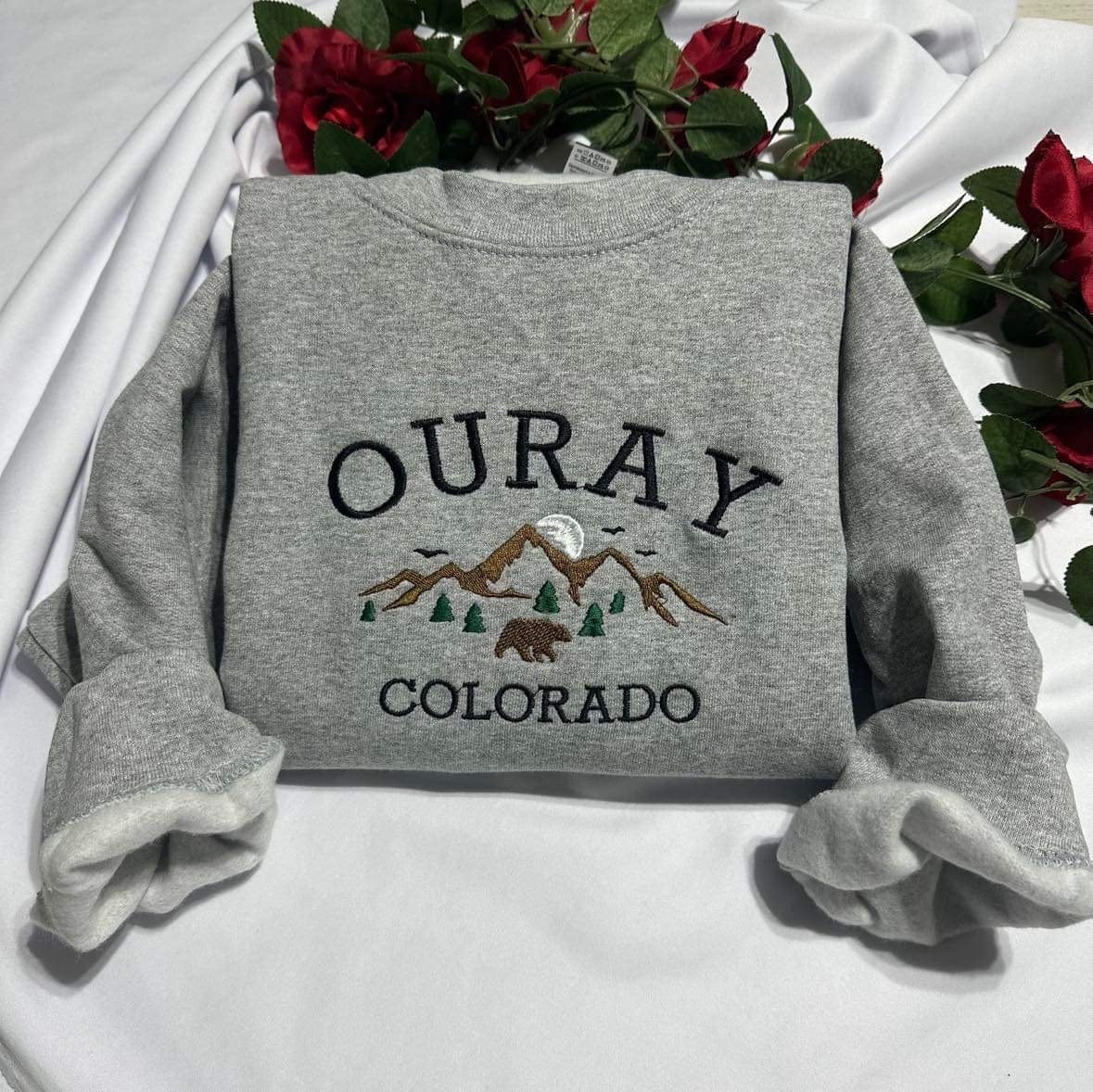 Ouray Colorado embroidered sweatshirt; aesthetic Colorado mountains embroidered crewneck, holiday gift for her/him; gift for mom