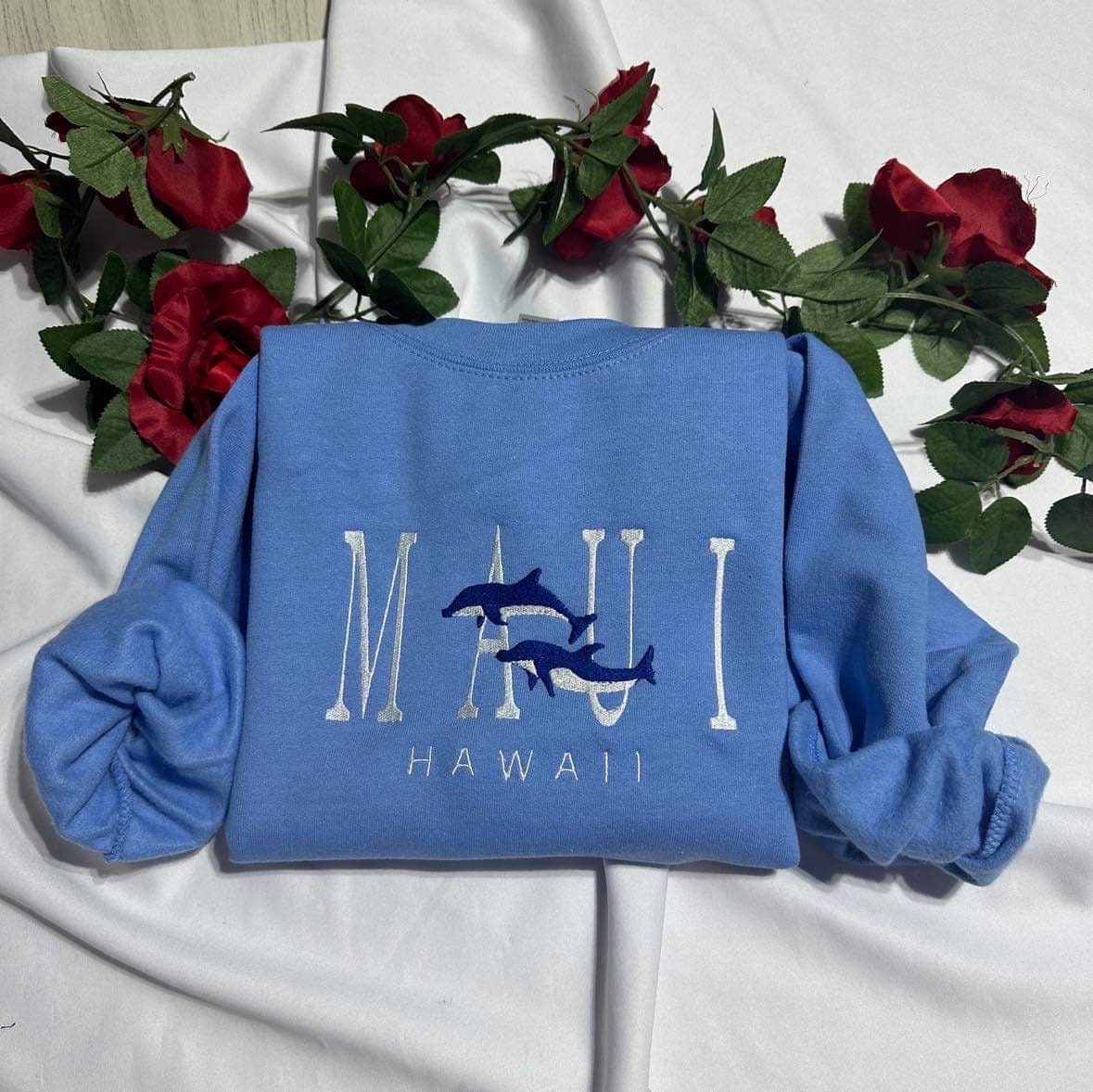 Embroidered Maui Hawaii Sweatshirt: Island Vibes Gift